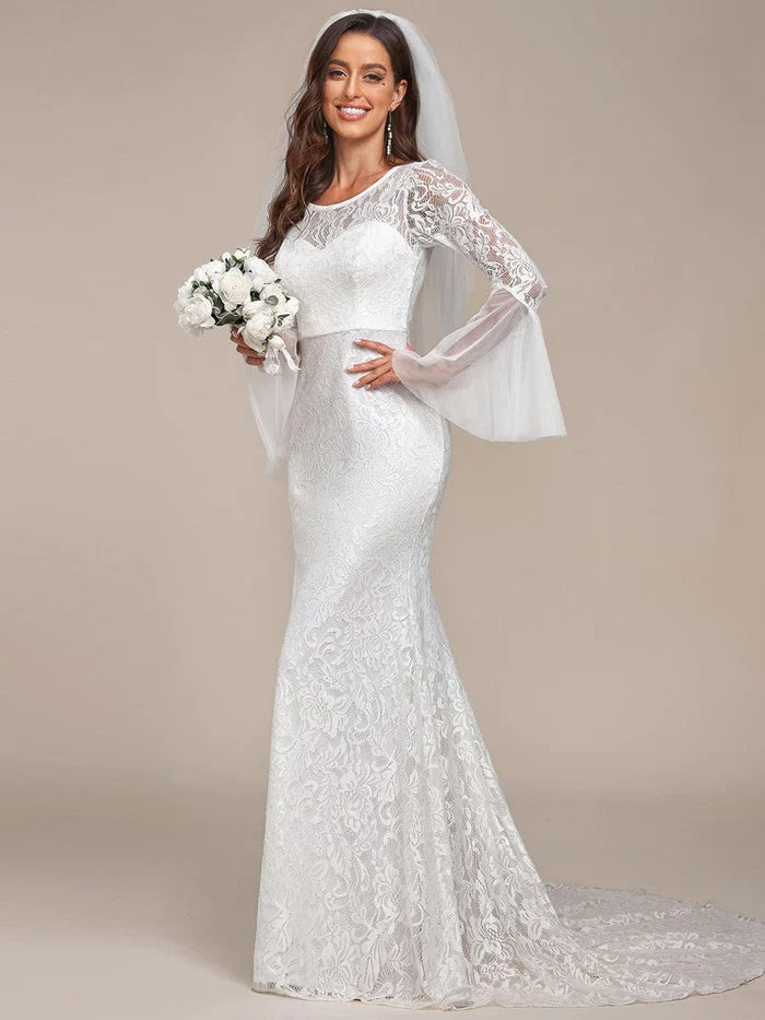 Aimishang Romantic V Back Mermaid Lace Wedding Dress