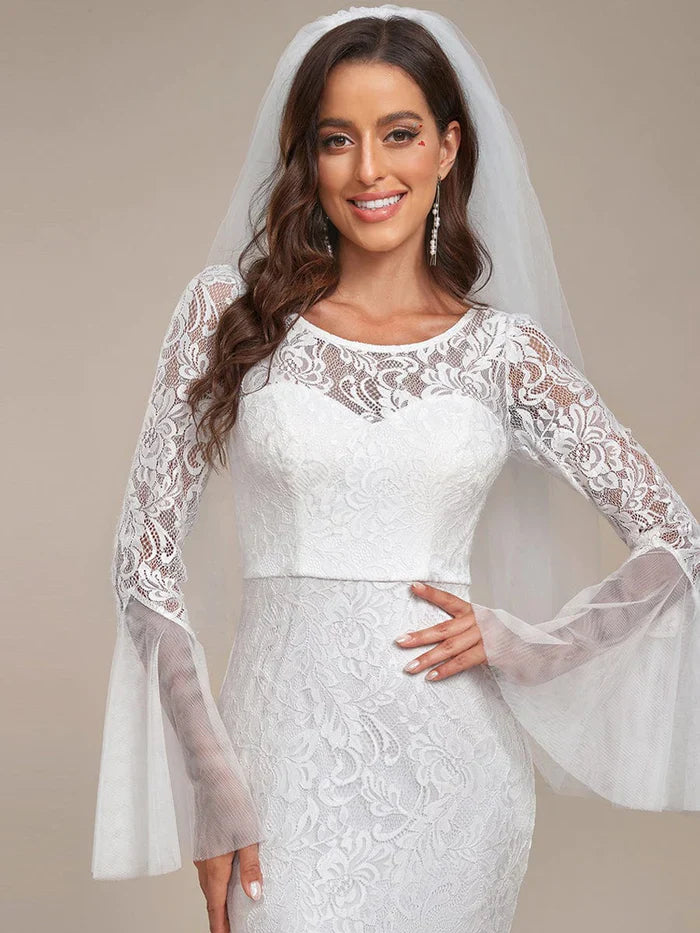 Aimishang Romantic V Back Mermaid Lace Wedding Dress