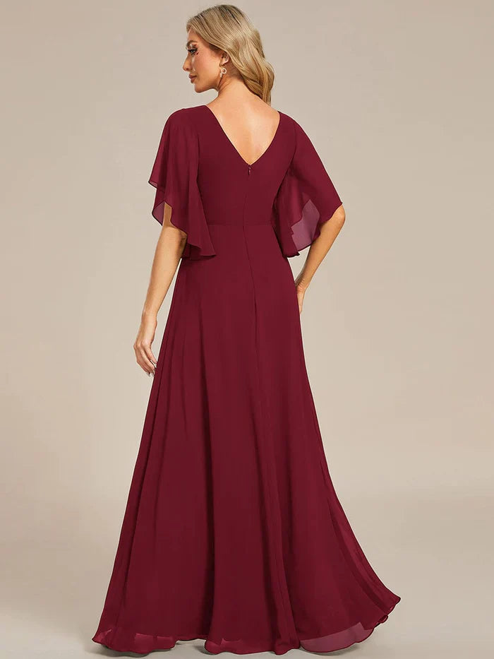 Aimishang Half Sleeves Top Applique Decoration Chiffon Mother of the Bride Dress