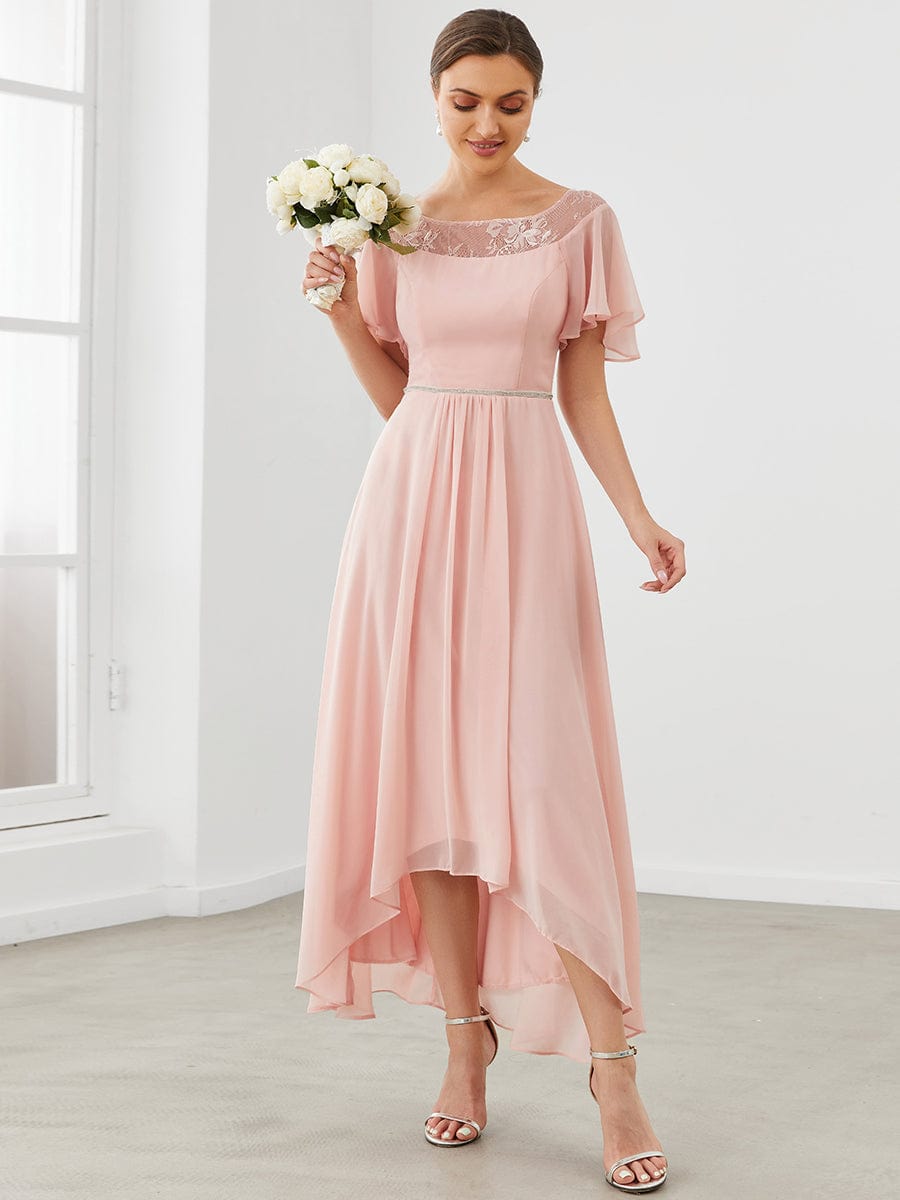 Weitese Women's Casual Boat Neck A-Line Midi Dress with Asymmetrical Hems