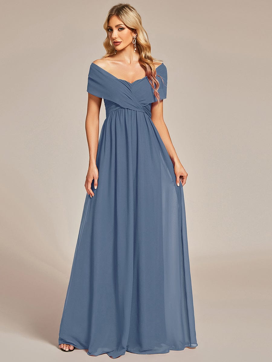 Weitese Convertible Chiffon Pleated Strapless Tie-Waist Bridesmaid Dress
