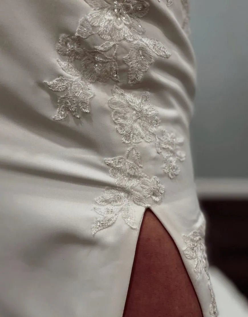 Aimishang Wedding Dress Mermaid Spaghetti Straps Satin With Appliques