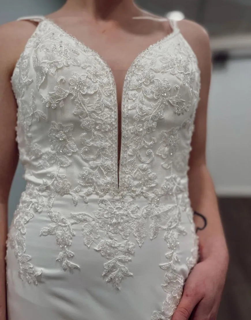 Aimishang Wedding Dress Mermaid Spaghetti Straps Satin With Appliques