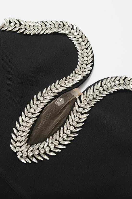 Wholesale Black Strapless Beading Mermaid Prom Dress Long Party Dress with Slit Charming Evening Dress