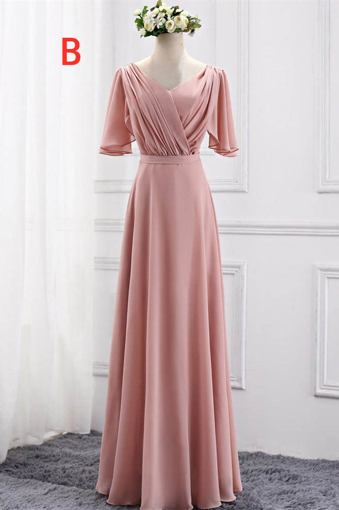Chiffion Halter Pink Mismatched Bridesmaid Dress