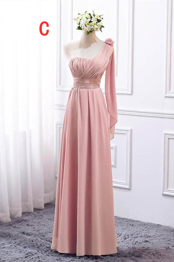 Chiffion Halter Pink Mismatched Bridesmaid Dress