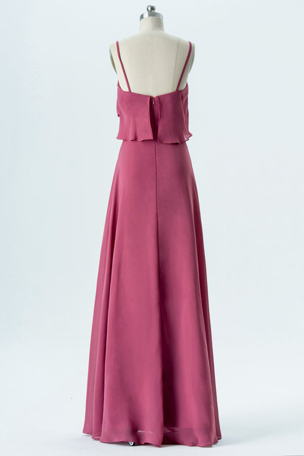 Straps Magenta A-Line Bridesmaid Dress
