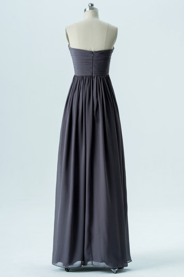 Sweet Grey Chiffon Long Bridesmaid Dress