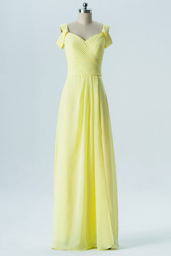 Cold Shoulder Backless Yellow Bridesmaid Dress