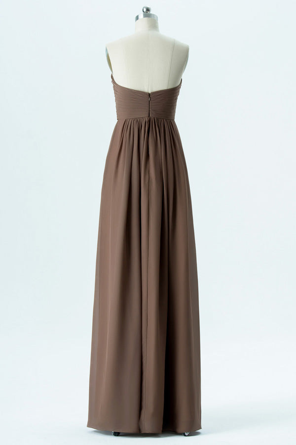 Sweet Brown StraplessChiffon Bridesmaid Dress