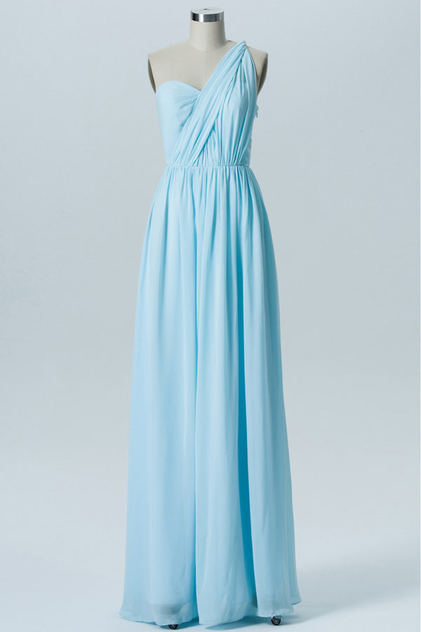 Chiffon Long Pale Blue Mismatch Bridesmaid Dress