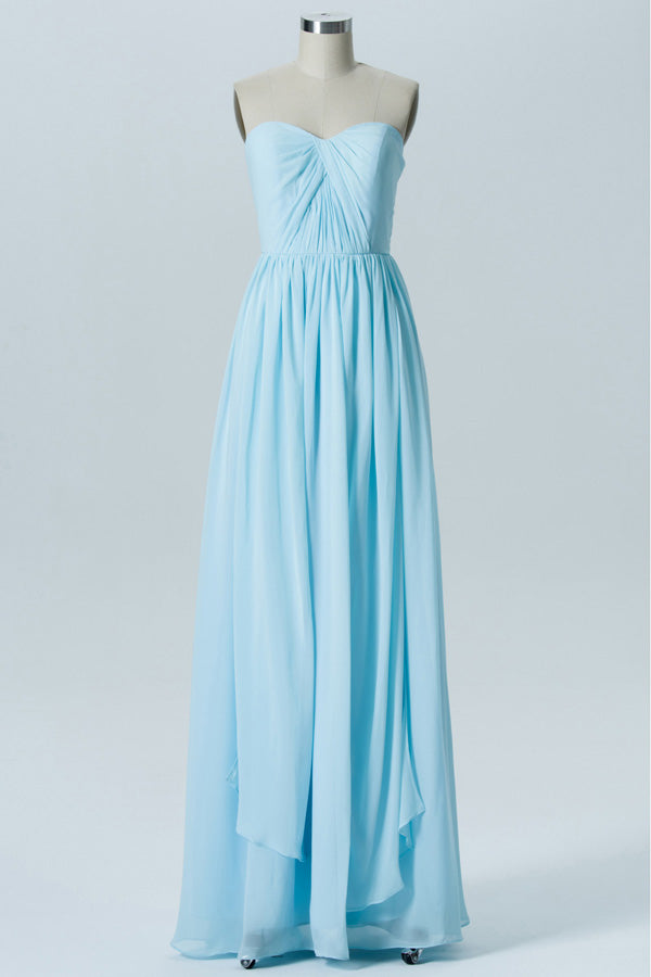 Chiffon Long Pale Blue Mismatch Bridesmaid Dress