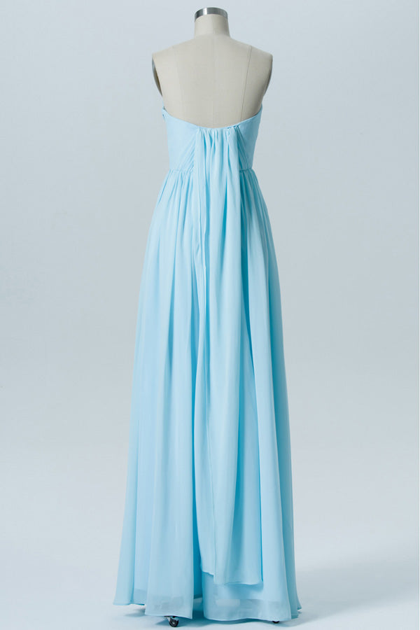 Chiffon Long Pale Blue Mismatch Bridesmaid Dress