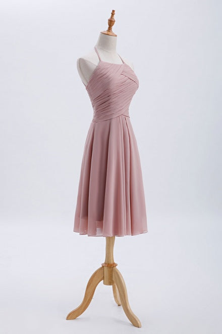 Chiffon Blush Pink Short Bridesmaid Dress