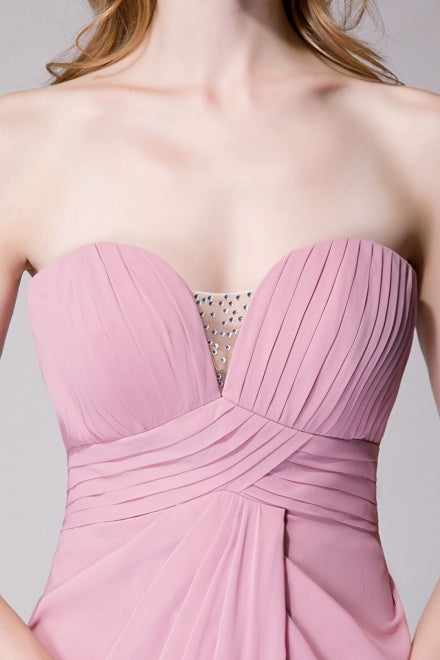 Sweetheart Dusty Rose Empire Long Bridesmaid Dress