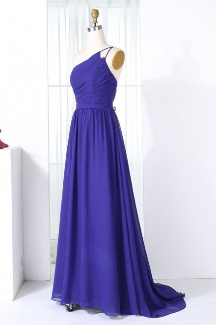 One Shoulder Straps Chiffon Bridesmaid Dress