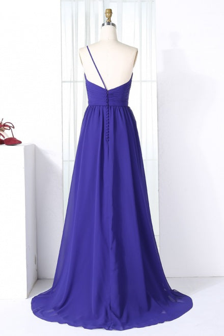 One Shoulder Straps Chiffon Bridesmaid Dress