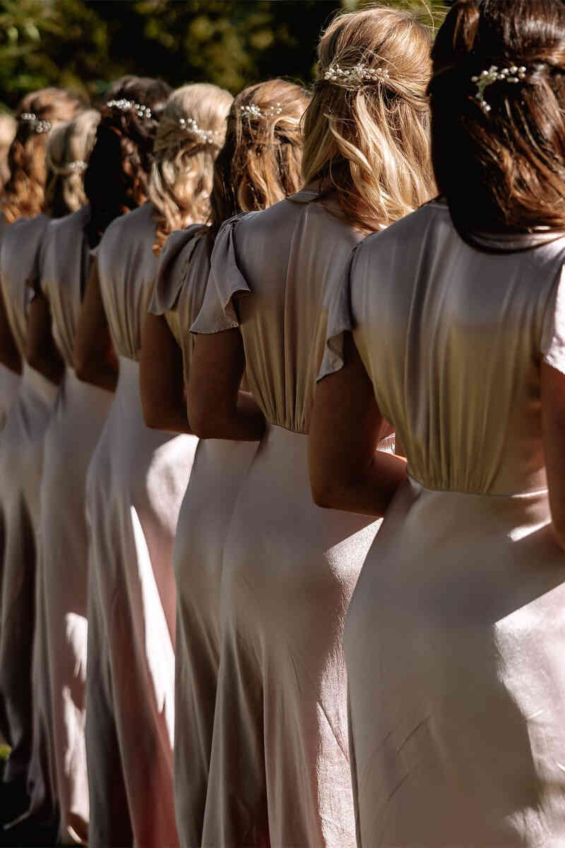 Elegant V-Neck Champagne Long Bridesmaid Dress with Sleeves