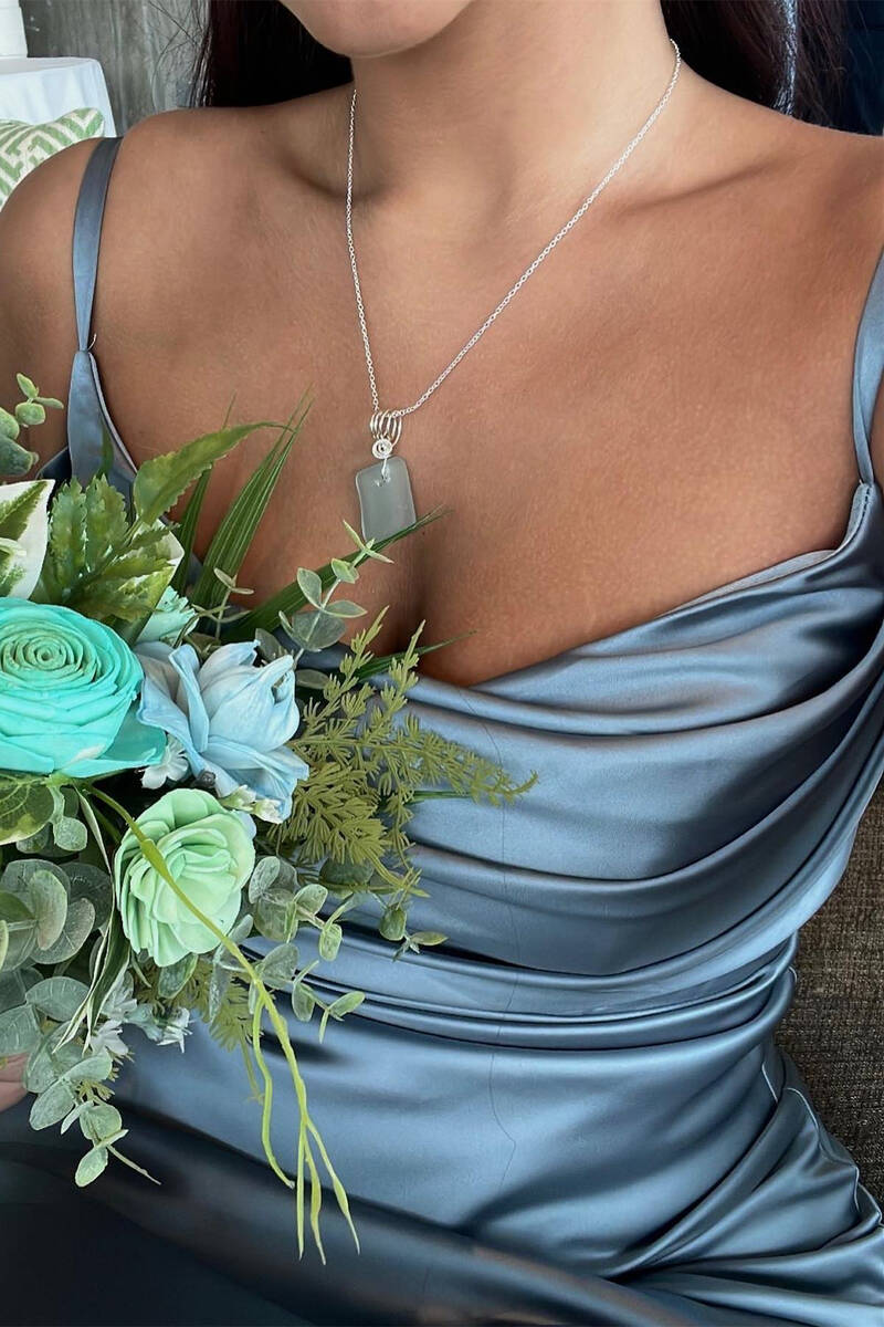 Cowl Neck Dusty Blue Long Bridesmaid Dress