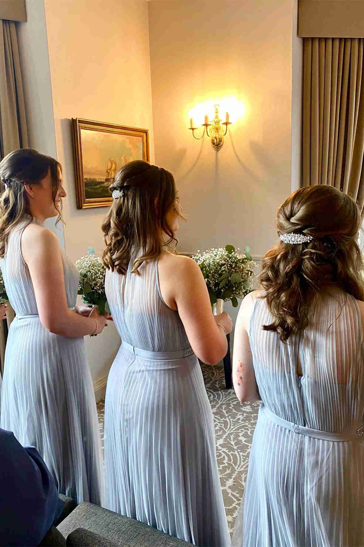 Crew Neck Light Dusty Purple Tulle Long Bridesmaid Dress