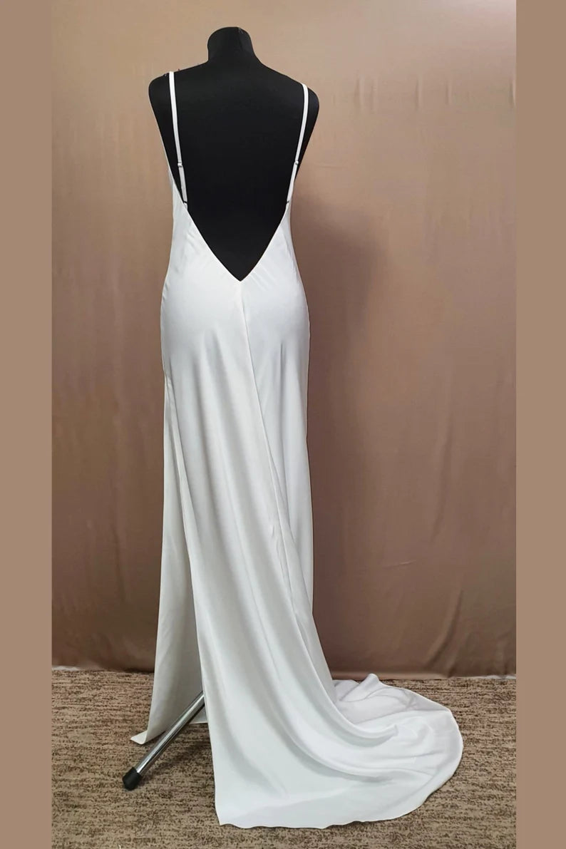 Dusty Purple Cowl Neck Satin Long Bridesmaid Dress with Slit