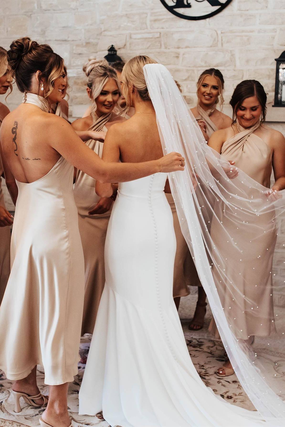 Sage Green Halter Ankle Length Bridesmaid Dress