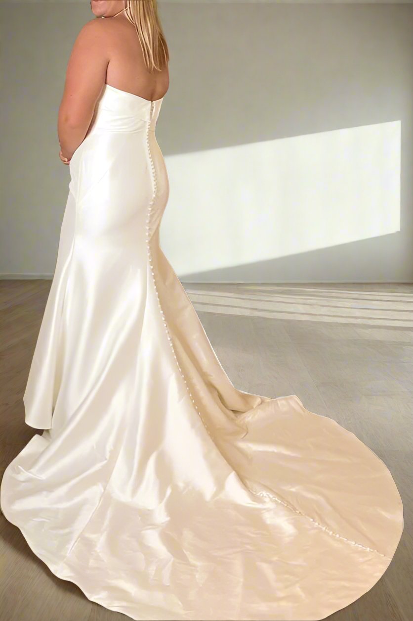 Strapless Mermaid Wedding Dress with Button Back