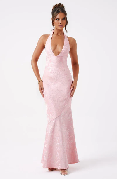 Aimishang Elegant Formal Women's Dresses V Neck Pink Mermaid Long Prom Dress Formal Evening Dress