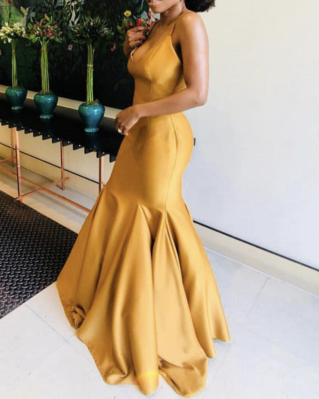 Mermaid Satin Formal Dresses With Straps