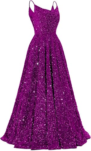 Spaghetti Straps Prom Dresses Sequin Long Formal Ball Gowns Sparkly A-Line Evening Party Gown Wholesale