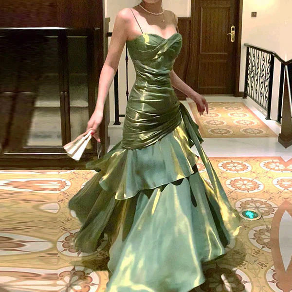 Aimishang Charming Wine Red Spaghetti Straps Long Prom Dress Elegant Party Dress Birthday Outfits Evening Dress Wholesale