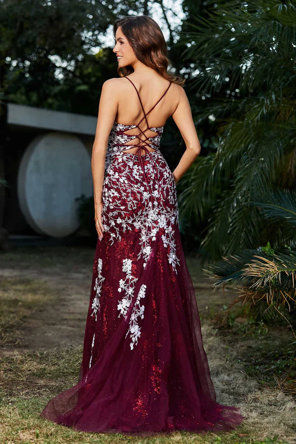 Aimishang Elegant Prom Dresses Bodycon High Slit Tulle Dress Evening Dress