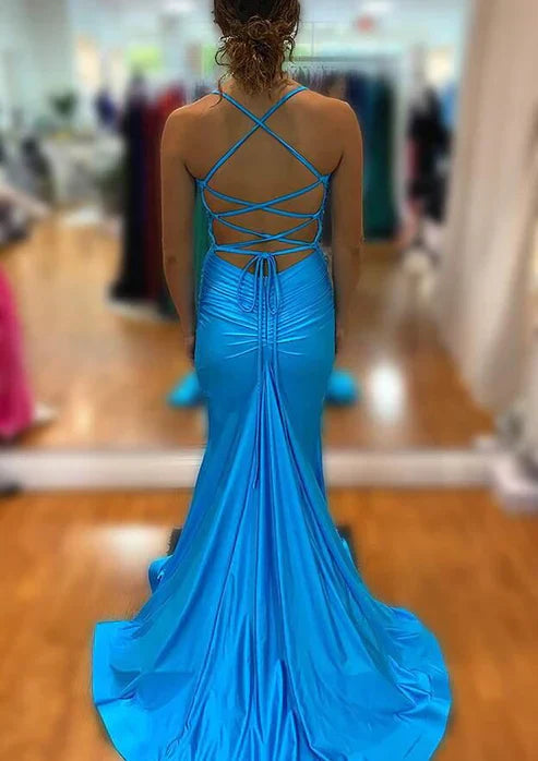 Aimishang Elegant Dresses Gowns Evening Dresses Blue V Neck mermaid long Prom Dress With Split Formal Women's Dresses