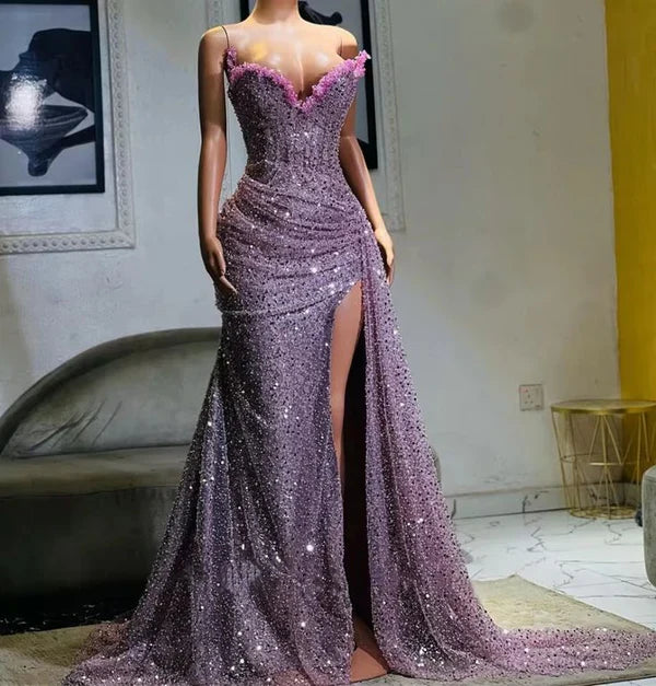 Aimishang Elegant Purple Mermaid Long Prom Dress Charming Evening Party Dress Women's Dresses With Slit