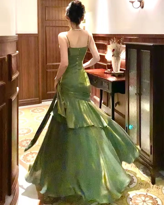 Aimishang Charming Wine Red Spaghetti Straps Long Prom Dress Elegant Party Dress Birthday Outfits Evening Dress Wholesale