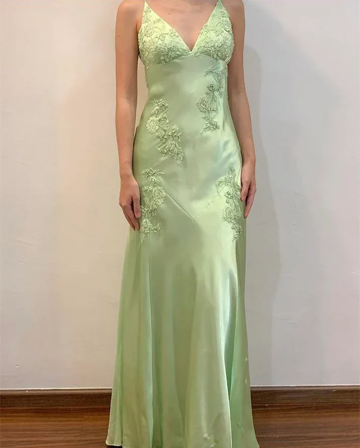 Aimishang Elegant Gowns Evening Dresses Green Satin A Line Long Prom Dresses Formal Party Dress Prom Dress Shops