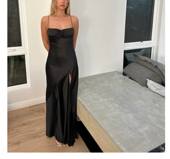 Aimishang Elegant Dresses Gowns Evening Dresses Spaghetti Straps Long Prom Dress Satin Formal Party Dress