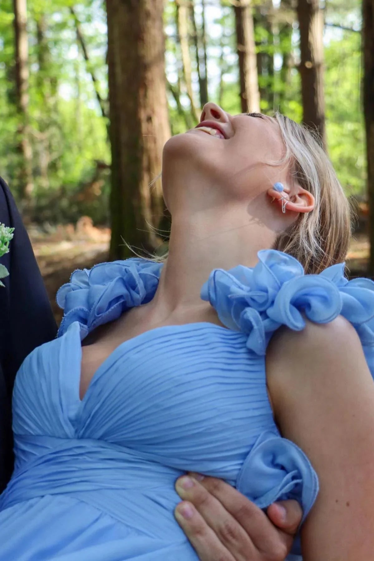 Aimishang Ruffles Fuchsia Chiffon A-line Boho Dress Prom Dress Charming Evening Party Dress