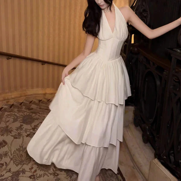 Aimishang Elegant Halter Layered Maxi Dress Long Prom Dress Charming Evening Party Dress Women's Dresses