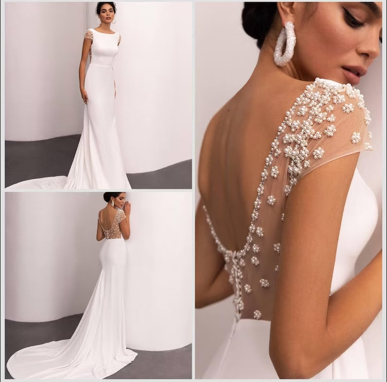 Aimishang Dress Wholesale Elegant Mermaid Satin Long Wedding Dress Charming Bridal Gown