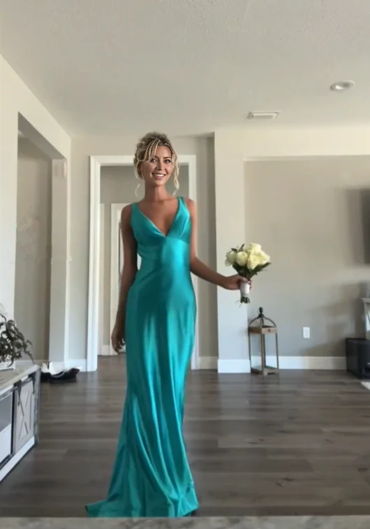 Aimishang Elegant Gowns Evening Dresses V Neck Sheath Long Prom Dress Formal Party Gown