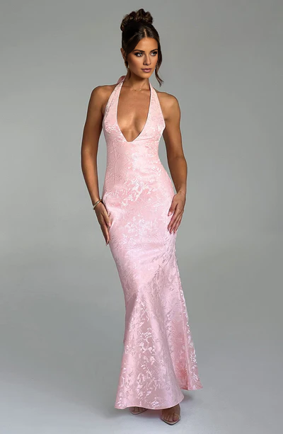Aimishang Elegant Formal Women's Dresses V Neck Pink Mermaid Long Prom Dress Formal Evening Dress