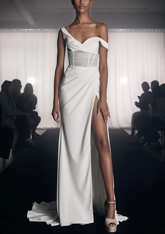 Aimishang Dress Wholesale Elegant Mermaid One-Shoulder Long Wedding Dress Charming Bridal Gown With Slit