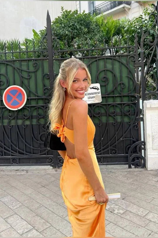 Aimishang Elegant Dresses Gowns Evening Dresses Spaghetti Straps Long Prom Dress Satin Evening Party Gown Prom Dresses Shops