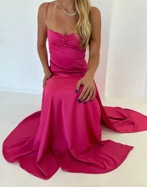 Aimishang Elegant Dresses Gowns Evening Dresses Spaghetti Straps Long Prom Dress Satin Formal Party Dress