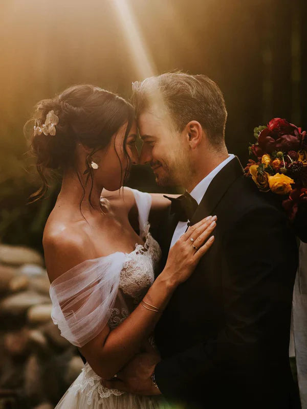 Aimishang Elegant Sweetheart Neckline Off-The-Shoulder A-line Wedding Dresses With Appliques Beautiful