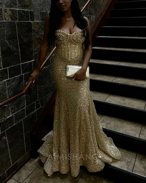 Aimishang Elegant Sequin Mermaid Long Prom Dress Charming Evening Party Dress Sexy Women's Dresses