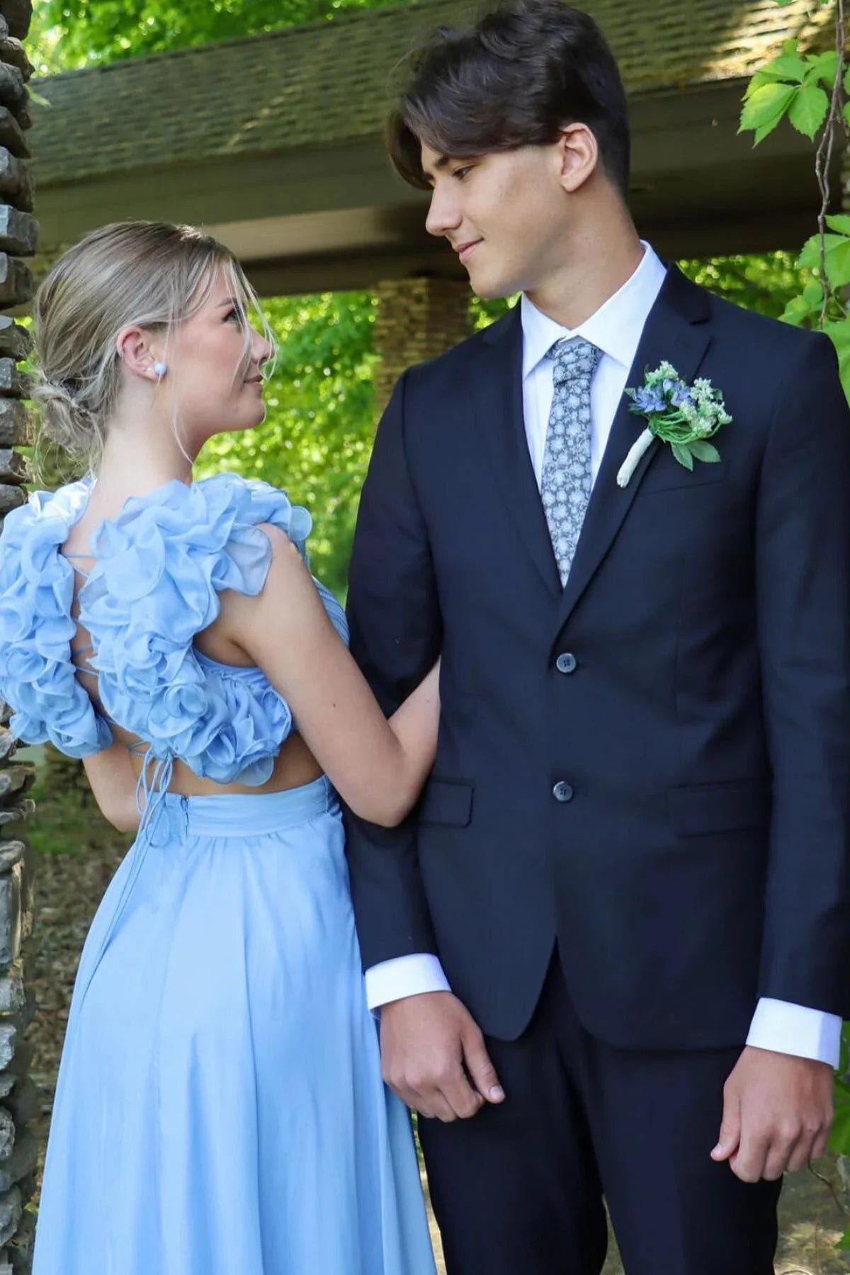 Aimishang Ruffles Fuchsia Chiffon A-line Boho Dress Prom Dress Charming Evening Party Dress