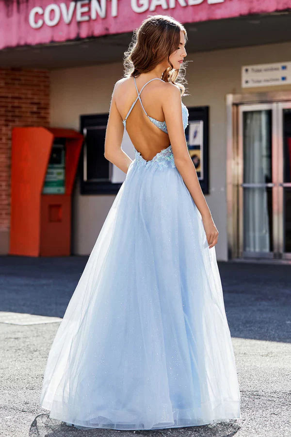 Aimishang Elegant A Line Prom Dresses Corset Sequins Top Tulle Gown Evening Dress