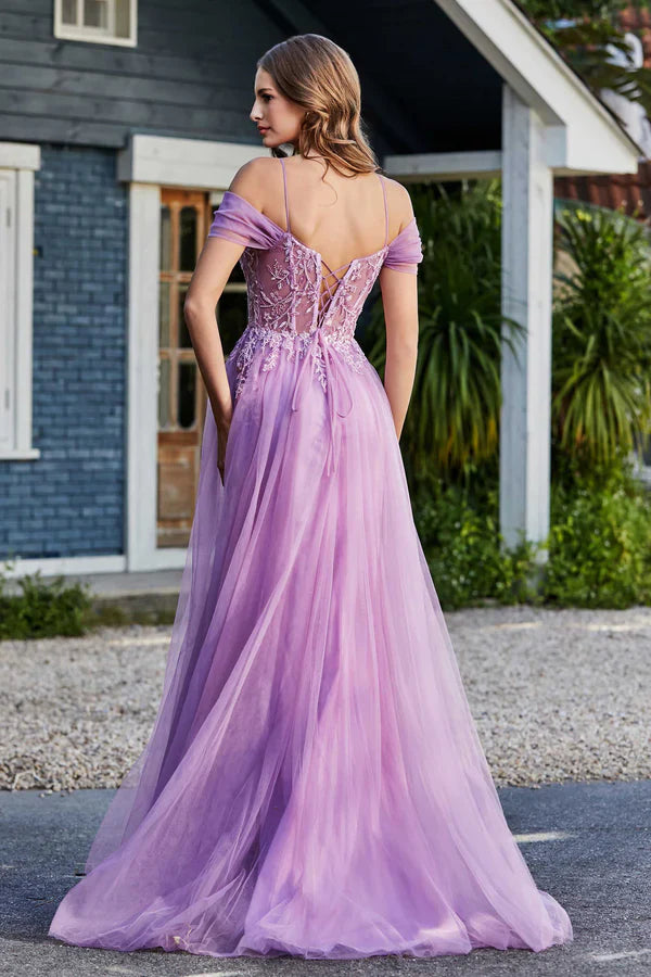 Aimishang Elegant Evening Dress Lace Up Back Off Shoulder Tulle Dress Prom Dresses